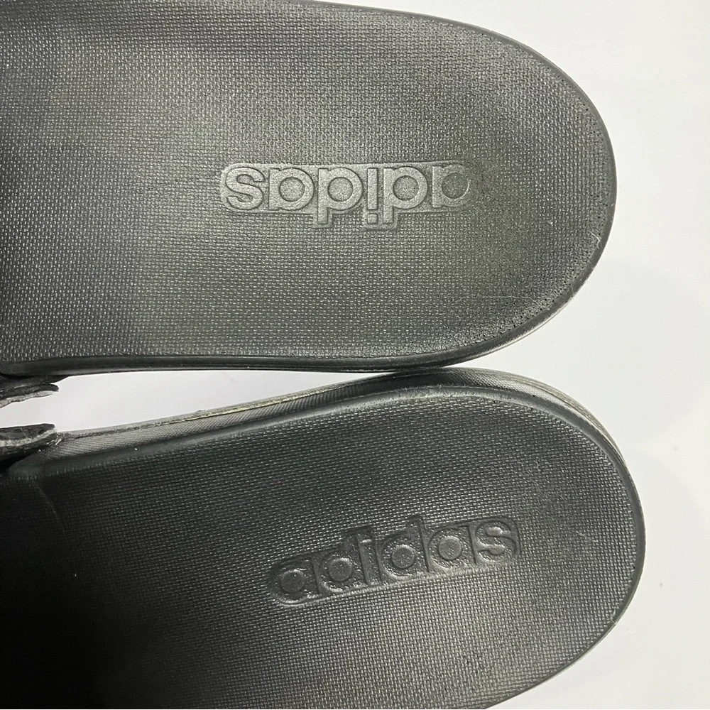 Adidas black & silver Adilette‎ slides size 9